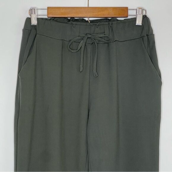 Joie High Rise Elastic Waist Drawstring Pull On Pants Olive Green Small - Picture 2 of 8